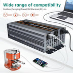 2500W Power Inverter. 12V DC to 110V/120V AC Converter 5000W (Peak) with LCD Display, 3 AC outlets, 2 USB, 2500w Inverter for Camping RV Travel Outdoor Truck Off-Grid Solar inverters