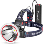High Power Rechargeable LED Headlamp,IPX4 Waterproof Head Light with Charger,Super Long Lasting Hunting Lamp for Running,Fishing,Camping,Outdoor,Storm Power Outage（Yellow Light）