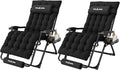 Amopatio Oversized Zero Gravity Chair, 29''W Reclining Camping Lounge Chair Upgraded Lock and Footrest, Cup Holder, Removable Cushion & Headrest Folding Patio Recliner for Indoor Outdoor