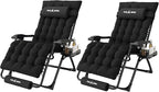 Amopatio Oversized Zero Gravity Chair, 29''W Reclining Camping Lounge Chair Upgraded Lock and Footrest, Cup Holder, Removable Cushion & Headrest Folding Patio Recliner for Indoor Outdoor