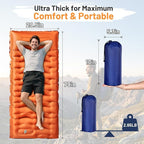 KASBAH Camping Sleeping Pad,Extra Wide 6 inch Thick Inflatable Sleeping Pads with Built-in Foot Pump and Pillow,Ultralight Camping Mat Gear for Outdoor Hiking,Camping