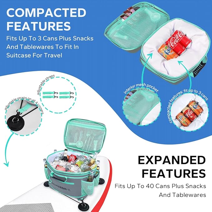 Waterproof PVC Material Paddleboard Cooler Deck Bag,40 cans Sup Deck Cooler Bag,Cooler Bag for Paddleboard,Lunch Box Cooler Insulated Bag,Camping Cooler Bag,Kayak Cooler Bag
