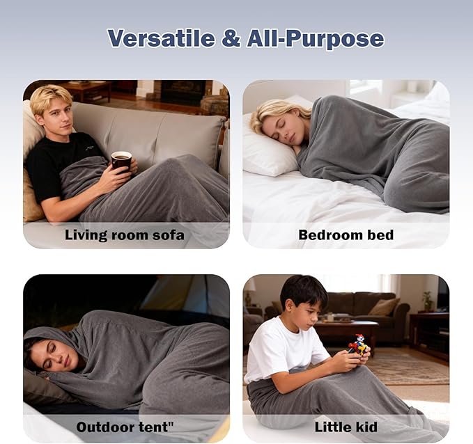 Sleep Pod for Deeper Sleep - Weighted & Cozy Wearable Blanket Hoodie, Home Camping Sleeping Bag, Anxiety Relief, Portable for Travel & Home Lounging