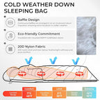 ATEPA Down Sleeping Bag for Adults, 650FP Recycled 30°F 35°F 40°F 45°F 3 Season Wearable Ultralight Packable Compact Sleeping Bags with Compression Sack for Backpacking Camping Hiking