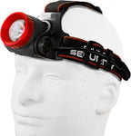 Police Security Lookout Headlamp - 1000 lumens - pivoting Base, Slide Focus —Perfect for Hands-Free Activities, Outdoor Adventures or Emergency situations - Comfort no-Slip Strap, 3 - Modes