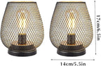 TRIROCKS Set of 2 Medium Battery Powered Outdoor Lantern 6.5'' High Metal Table Lamp Cordless Battery Operated Lamps with LED Edison Bulb for Home Wedding Parties Patio Events Indoors Outdoors(Brown)