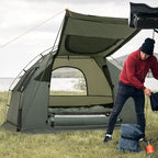 Tangkula 5-in-1 Tent Cot Combo With Awning, Air Mattress, Sleeping Bag, Pillow, Elevated Single Tent With Carrying Bag for Outdoor Camping, Hiking, Picnic, Travel