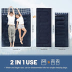 Double Sleeping Bag for Adults Machine Washable 2 Person Camping Sleeping Bag Queen Size Waterproof with Compression Sack for Cold Weather 3-4 Seasons