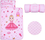 Kids Nap Mat Portable Slumber Bags with Removable Pillow and Blanket for Girls Boys, Lightweight Extra Large Sleeping Bag for Preschool Camping Daycare