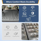 Self-Inflating SUV Air Mattress with Built in Electric Pump，car air Mattress with Pillow for Trunk，Portable car Mattress for Travle and Camping, Gray