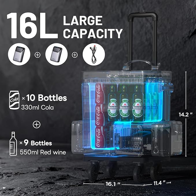LiTHELi FrozenPack Wild 12V Car Refrigerator & Portable Electric Cooler, 20L/21QT with 2 U20 Batteries, Backpack Design, -4~68℉ Travel Fridge Freezer for Camping, Road Trips, RV, Boat&Beach