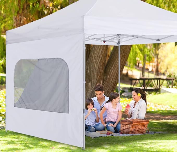 COOSHADE Instant Canopy SunWall 10x10 Canopy SideWall for Pop up Canopy Tent, 1 Pack Sidewall with Mesh Window Only, White