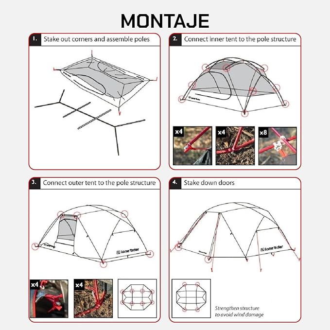 Lone Rider 2 Person Dome ADVTent - Lightweight Waterproof Shelter for Camping, Backpacking, Hiking - One Piece Pole Pitch System with Mesh Ventilation and Storage - Includes Carry Bag, Pegs, Awning
