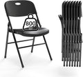 8 Pack Folding Chair, 800 Weight Limit Heavy Duty Plastic Folding Chair Portable Seating for Indoor Outdoor Events, Wedding, Party, Restaurant, Meeting Room Black
