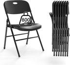 8 Pack Folding Chair, 800 Weight Limit Heavy Duty Plastic Folding Chair Portable Seating for Indoor Outdoor Events, Wedding, Party, Restaurant, Meeting Room Black