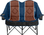 Oversized USLCamping Chair - 2 Person Portable Folding Outdoor Loveseat Heavy Duty Lawn Chairs for Adults with Padded Cushion & Dual Cup Holders, Supports 660LBS for Camping，Sports，Picnic