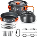 Compatible for Camping Cooking Set Cookware Travel Tableware Outdoor Picnic Teapot for 2-3 Peaple Non-Stick Pots Assorted Sets