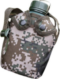 SUPVOX Aluminum Military Canteen Water Bottle for Camping Hiking Survival Outdoor Adventure with Snap Closure Pouch and Hook Design Leak Alloy