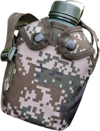 SUPVOX Aluminum Military Canteen Water Bottle for Camping Hiking Survival Outdoor Adventure with Snap Closure Pouch and Hook Design Leak Alloy