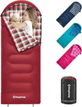 KingCamp 45°F Kids Sleeping Bag, Lightweight Waterproof & Compact Flannel Sleeping Bags Cold Weather & Warm Youth Essentials Gear Accessories for Camping, Fits 10-12 Children up to 4'7"-5'5" Tall