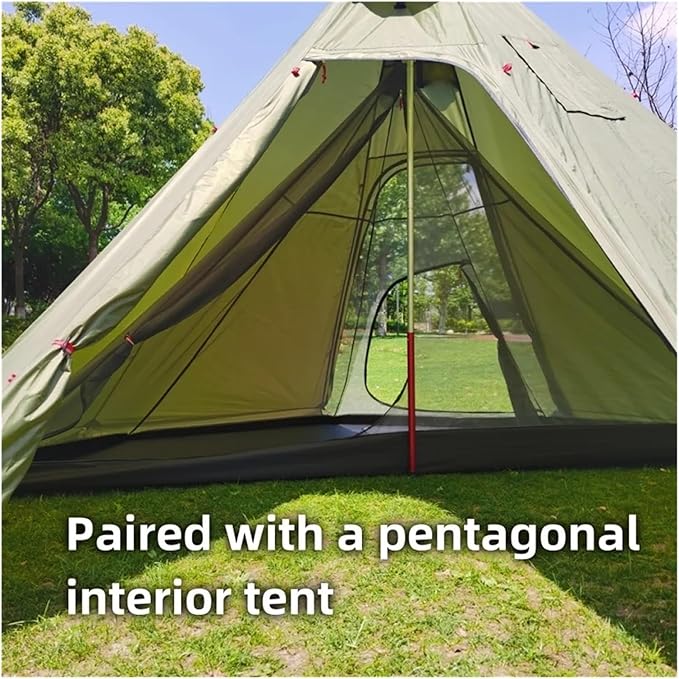 Three-Season Tent, New Pyramid Tent Set Camping Tent with Snow Skirt Hot Tent Hiking Backpacking Tent Outdoor Winter Tent 2 Sizes