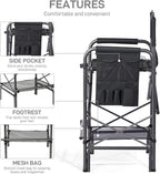 EVER ADVANCED 30.7" Seat Height Directors Chair for Makeup Artist with Side Table Easy Get in Out for Elderly Tall Camping Chair Supports 350lbs Black