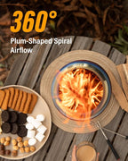 YEFU Tabletop Fire Pit 9.7 x 7.1 in, Flame Intensity Control Camping Stove for Outdoor & Patio, Fueled by Pellets or Wood, Safe Burning Table Top Firepit, with Travel Bag & 2 Mini Sticks, Silver