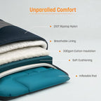 Sleeping Bag with Built-in Pad (AirPack Sleeper) - All-in-One Inflatable Sleeping Pad and Pillow for Camping with Built-in Foot Pump (Blue/Gray) 210x80cm
