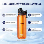 Membrane Solutions C3 Filtered Water Bottle, 36oz BPA-Free Bottle with Replaceable ACF+UF Filter Cartridge, Portable Water Filter, Travel, Hiking & Camping for Drinking Water Anywhere(Orange)