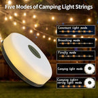 Camping Lights String Christmas: Outdoor String Light with 5 Lighting Modes - Quick 30s Recovery Durable and Waterproof - USB Charging - Portable Camping Lights for Yard/Hiking (32.8ft)