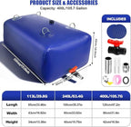 400 L/105.7 Gallon Water Storage Bladder, Foldable Portable Water Bladder Tank, Large Capacity Water Bag Container for Camping, Truck, RV, Emergency, Outdoor-Blue