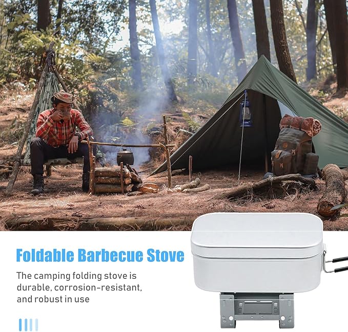 Solid Fuel Tablet Pocket Stove, Backpacking Folding Pocket Stove Outdoor Travel Portable Stove Ultralight Alcohol Camping Stove For Hiking, Camping