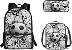 Football Design Book Bag with Portable Lunch Bag and Large Capacity Pencil Box, Lightweight Elementary Kindergarten Schoolbag for Kids Hiking Traveling Festival Gift