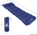 Sleeping Pad for Camping - Inflatable Mat with Built-in Foot Pump - Waterproof Camp Mattress - Camping Gear Must Haves by Wakeman Outdoors (Blue)