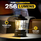 LUXPRO Retro LED Lantern - Battery-Powered Emergency Lantern - Water Resistant - Bright LED Lamp for Indoor & Outdoor Use - Use for Tents, Hiking or Hurricane Prep (Black, Pack of 2)