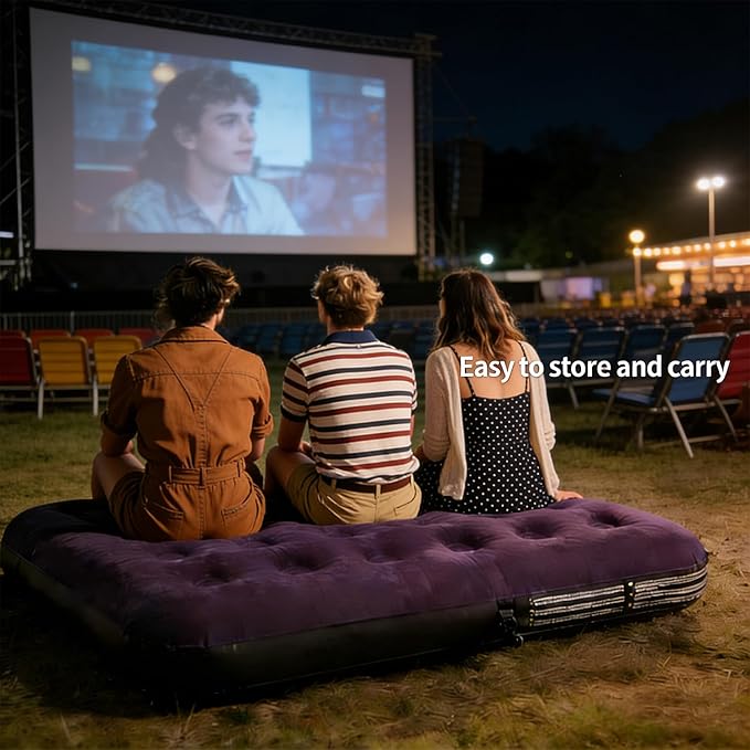 Queen Size Air Mattress - Inflatable Foldable Airbed for Camping, Home & Travel Guests, Waterproof Blow Up Mattress, Portable Sleeping Pad Accessories 80"x60"x9"
