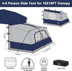 KAMPKEEPER Canopy Side Tent,4-6 Person Camping Cube Tent for 10x10 Pop Up Canopies,Easy Up Gazebo with Window,Compatible with 10' Wide Canopy Tents