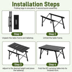Folding IGT Camping Table, Portable Outdoor IGT Cooking Camping Tables, Ultra-Lightweight Aluminum Foldable Camping Table with Carry Bag for Car Camping, Picnics, RV Travel, and BBQ