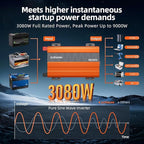 3080W Pure Sine Wave Inverter 24V to 110V Ultra Quiet, Game-Changing Design | 24V to 120 Converter for Home, RV, Camping, Off-Grid & Outdoor Adventures丨DC to AC (LGE-24-3080TI)