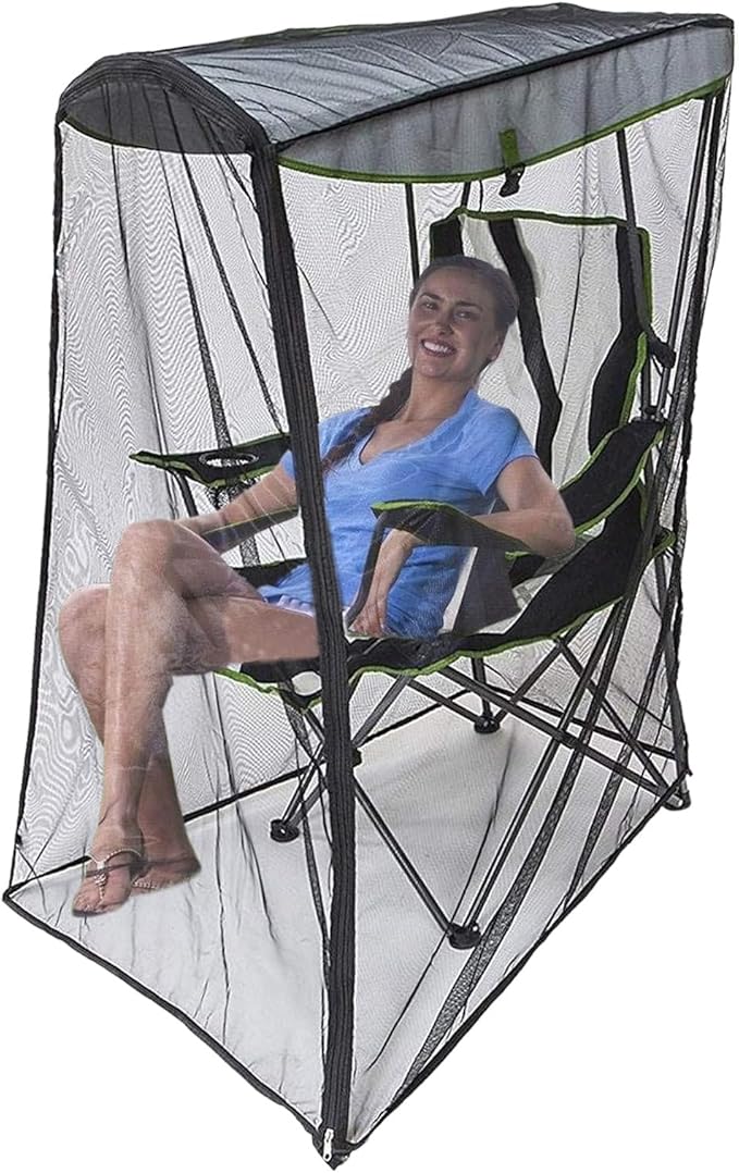 Mosq uito Net Cover for Canopy Chair, Waterproof Roof Fly Net, Outdoor Rectangle with Zipper Opening and Roof Sun Shade Tent for Backpacking Hiking Garden Outside Backyard Fishing
