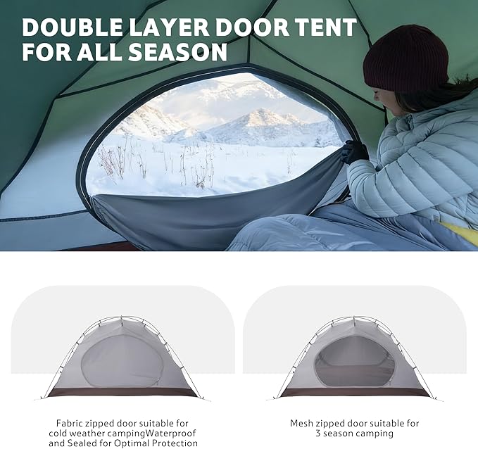 Naturehike 4 Season Tent,Waterproof 2 Person Backpacking Tent, Four Season Tents for Cold Weather Winter Camping