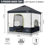 KAMPKEEPER 6 Person Camping Tent, 10x10 Pop Up Canopy Tent with Camping Inner Tent, Converts 10'x10' Straight Leg Canopy into Camping Tent–Fully Vented Roof(Canopy & Frame Included)