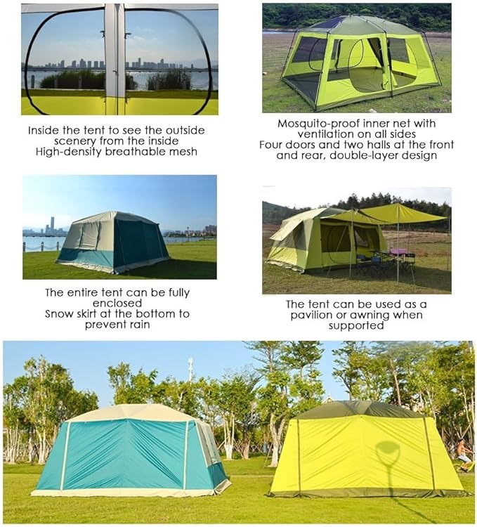 8 Person Tent, Family Cabin Tents, Outdoor Shelter Camping Hub Tent, Doors and 3 Windows with Mesh,Waterproof,Double Layer Camping Tent for The Garden (Size : B)