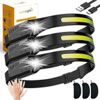 LumiLight LED Headlamp Rechargeable, Lumi Light LED Head Band Headlamp, 230° Wide Beam Head Lamp with Motion Sensor for Adults, 5 Mode Waterproof Lightweight Outdoor Camping Hiking Essentials (3pcs)
