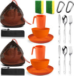 Scout Camping Mess Kit for Person Boy Scout Dishes Set Girl Scout Mess Kit with Mesh Bag Reusable Light Weight Eating Utensils Plastic Camping Cutlery Set for Travel Camp