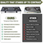 2 Burner Propane Gas Cooktop, Portable Tempered Glass Double Burner Stove with Auto Ignition, 30,000 BTU, CSA Certified Regulator & Hose, Outdoor Camping RV BBQ Kitchen LPG Gas Stove