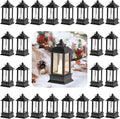 Black Lanterns Decorative Indoor: 24 Pcs Mini Lanterns for Wedding Table Centerpieces Battery Powered Small Led Lights for Party Bulk