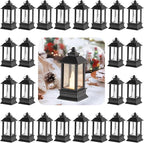 Black Lanterns Decorative Indoor: 24 Pcs Mini Lanterns for Wedding Table Centerpieces Battery Powered Small Led Lights for Party Bulk