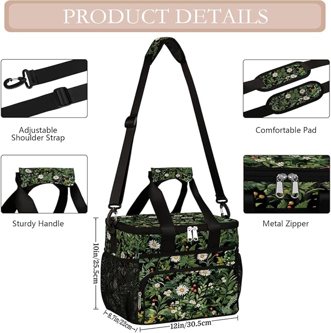 Daisy Wildflowers Floral Soft Cooler Bag Insulated Lunch Box for Men & Women, Large Leakproof Lunch Bag Portable Beach Cooler for Work, Picnic, Road Trips,Fishing, Travel, Camping,A-11