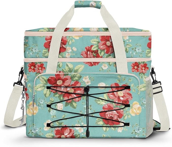 Soft Collapsible Insulated Sided Cooler - 60 Can Large Leakproof Picnic Beach Meal Prep Portable Travel Cooler for Shopping, Kayaking, Road Trips